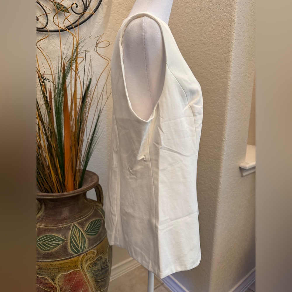 NWT OGL White Sleeveless Longline Button-Up Vest/Waistcoat Women’s Size Large - Picture 5 of 14